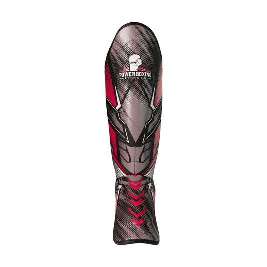 Power Boxing Iron Shin Guards (Red & Gray)