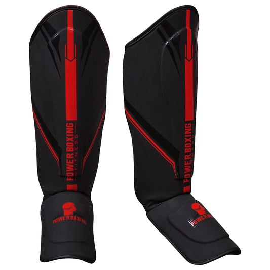 Power Boxing Iron Shin Guards (Red & Black)