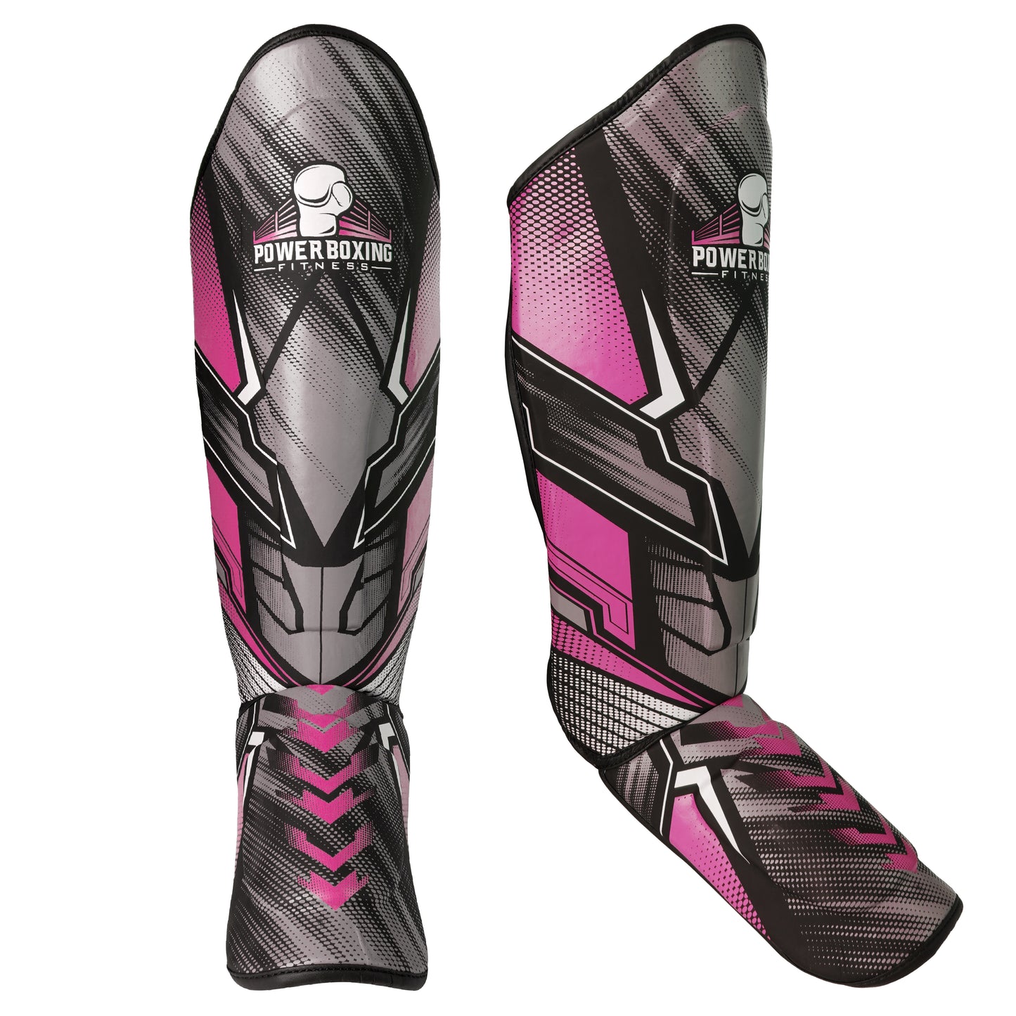Power Boxing Iron Shin Guards - Synthetic Leather - Pink